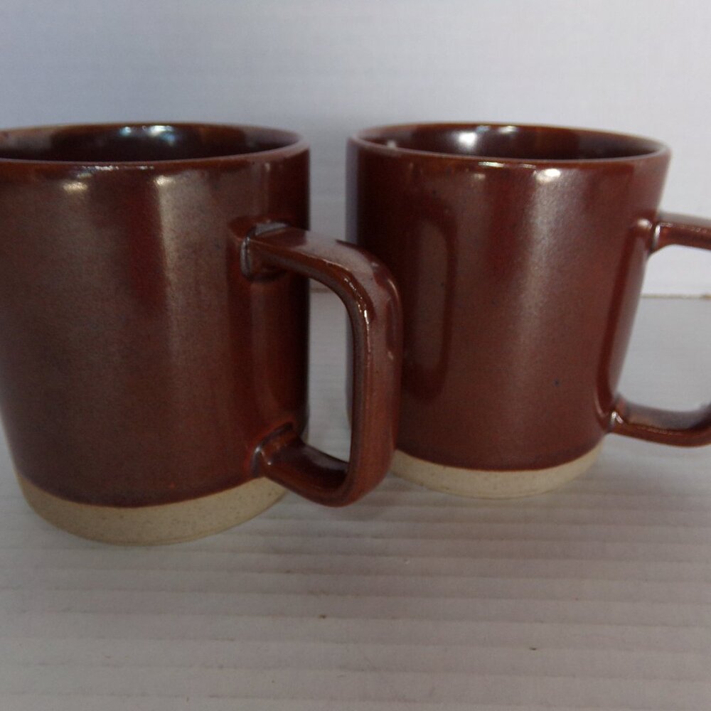 West Elm Brown Coffee Tea Hot Chocolate Mugs Cups Set Of Two
